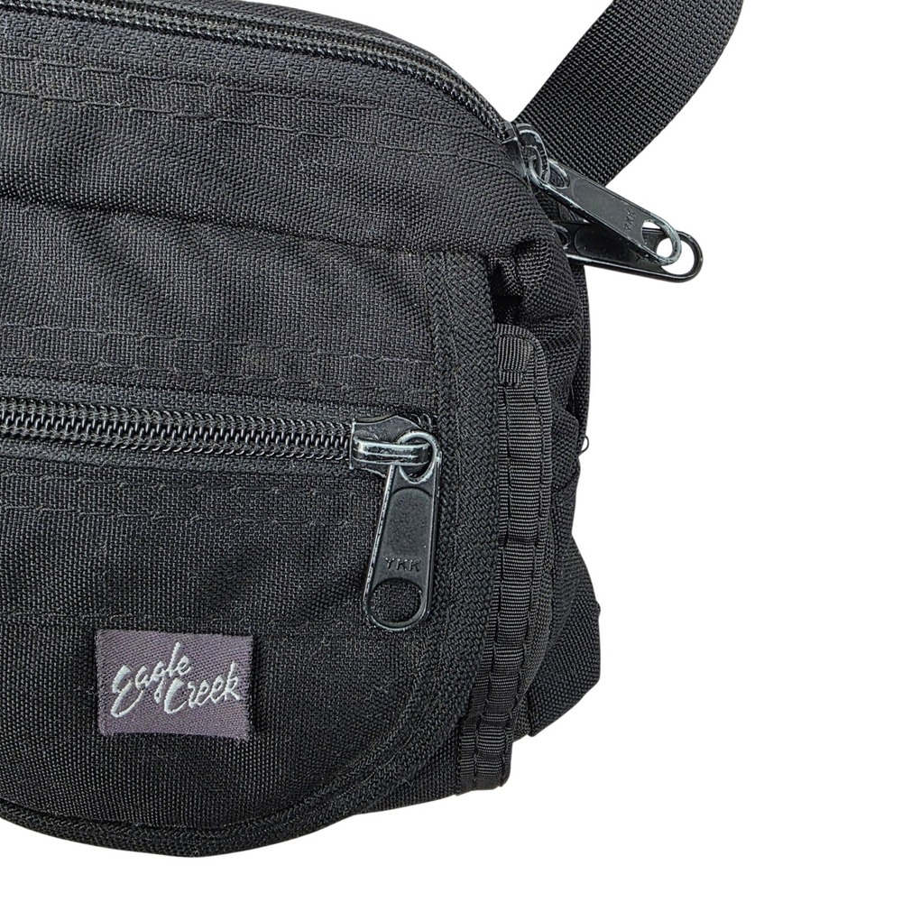 Vintage Eagle Creek Fanny Pack Black Travel Bag Crossbody Y2K Waist Pack - Picture 3 of 6